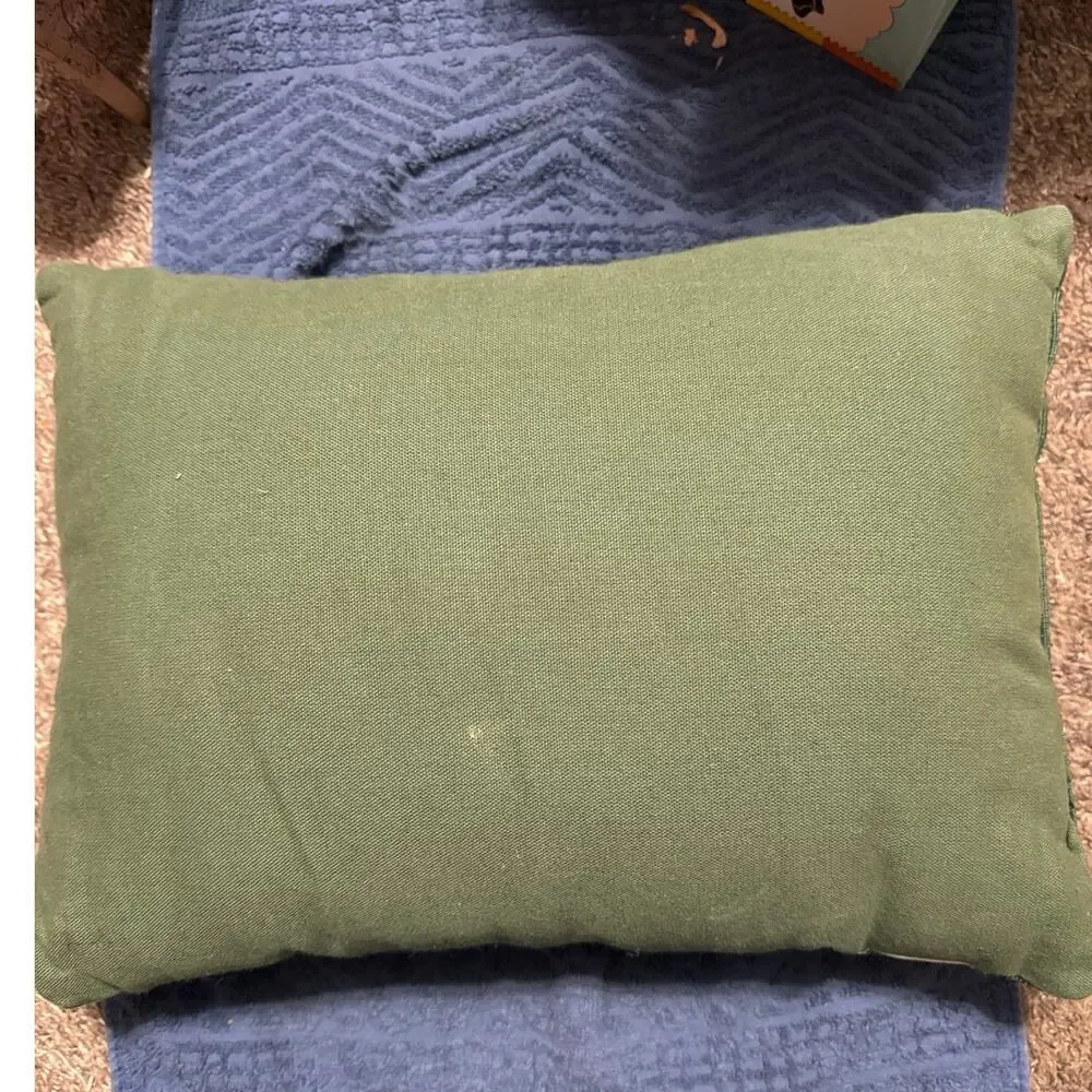 Vintage Christmas Tapestry Pillow Red Green Gold 17x13